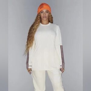 IVY PARK X ADIDAS Long Sleeve Soccer Jersey In Ecru Size L